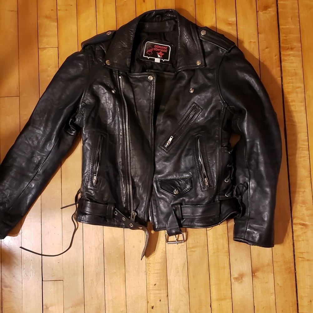 First brand genuine cowhide motorcycle jacket